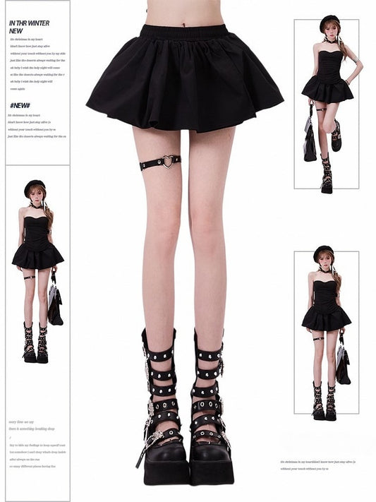 Vintage Black Lined Puffy Skirt with Elastic Waistband