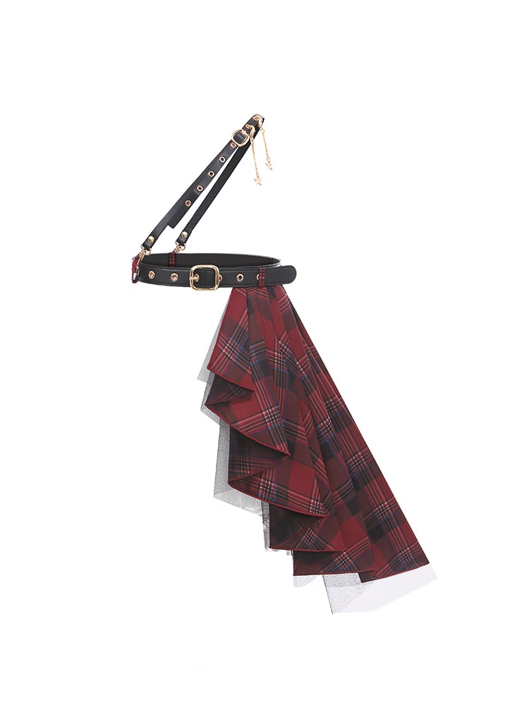Idol Lolita – Roter karierter Gürtel mit Zugschnalle