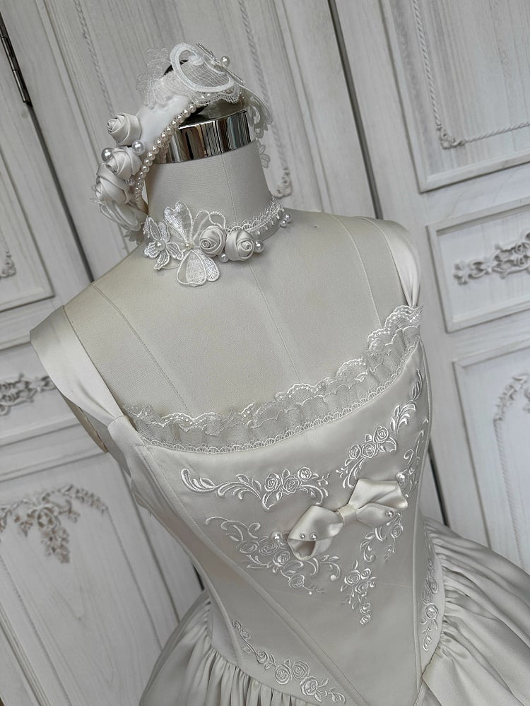 Rosette White Elegant Wedding Dress Hanayome Lolita JSK Full Set