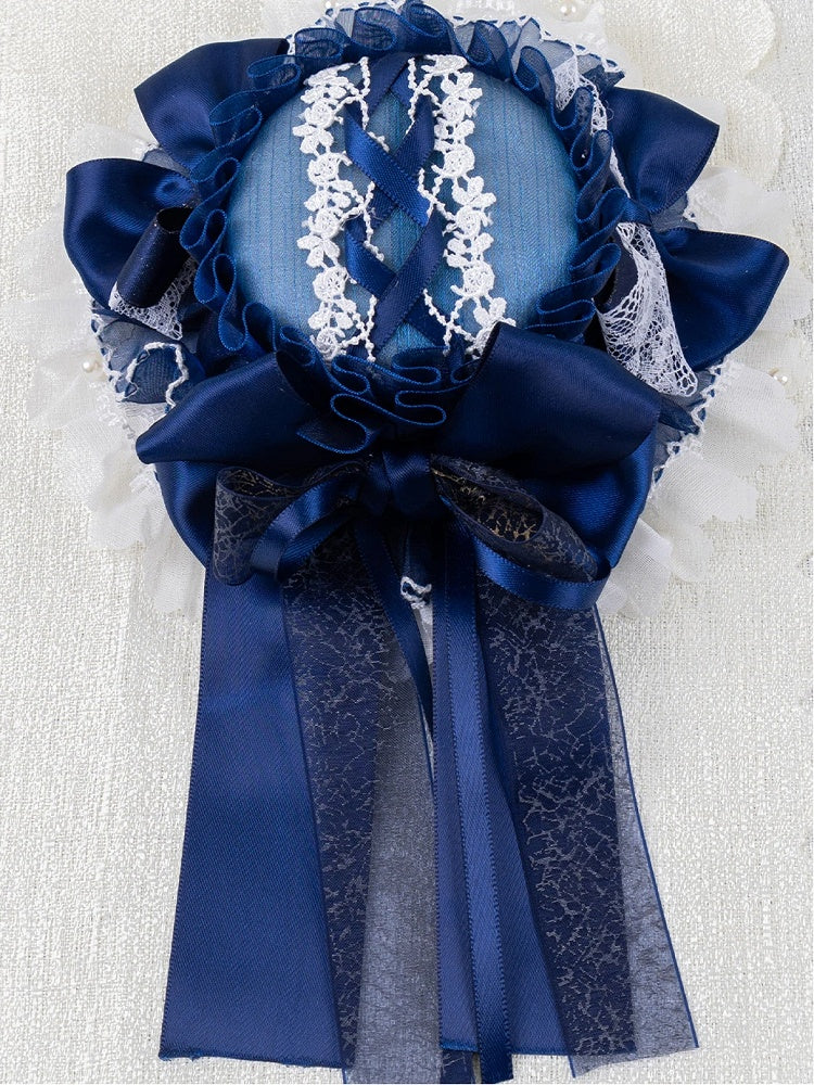 Blue Hat Lace Mini Navy Ruffled