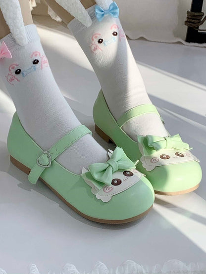 Grass Green Sweet Lolita Mary Janes with Crab Accents & Bow Details