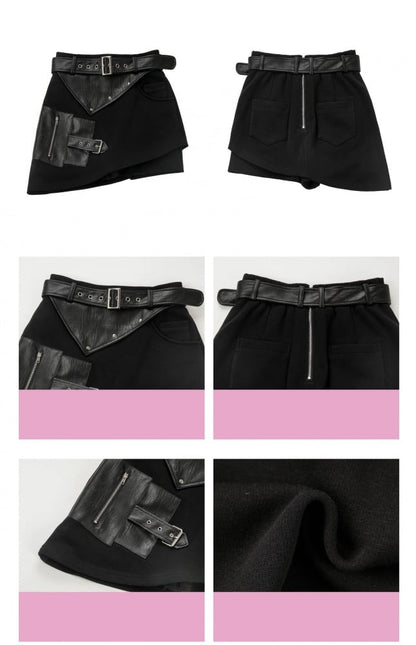 ウエストベルト付きブラックゴシックアシンメトリースカート