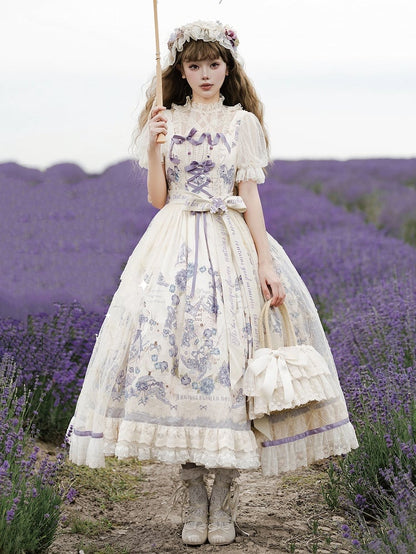 Purple Jumper Plus Lolita Skirt Print Classic Floral Sizes Available Elegant