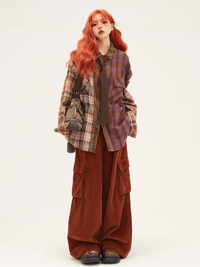Coffee Corduroy Cargo Trousers, Utility Style Size S - 11shop97