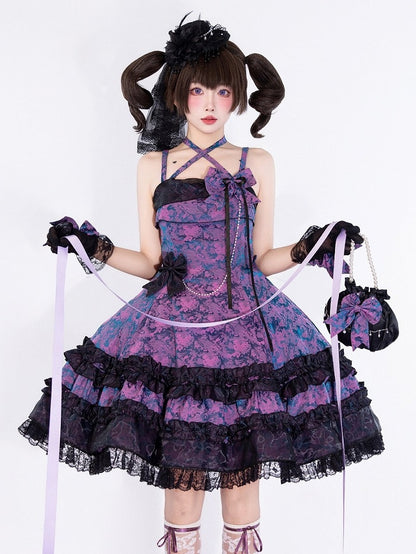 Feathered Lace Mini Hat with Veil for Gothic Lolita