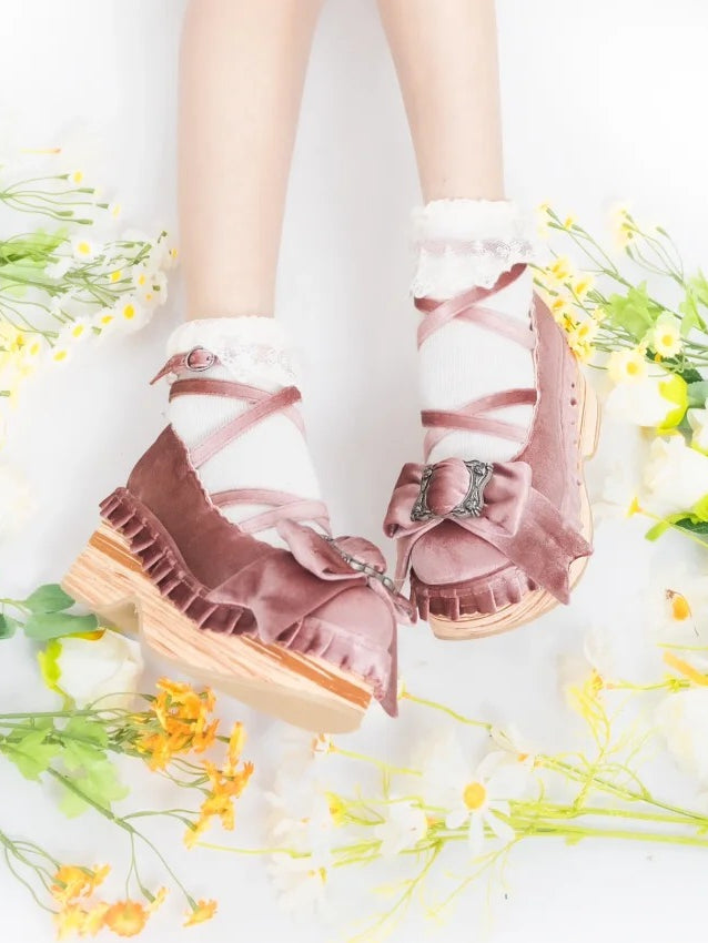 Design Sweet Round Crisscross Plateau Pink - Mary Janes Toe