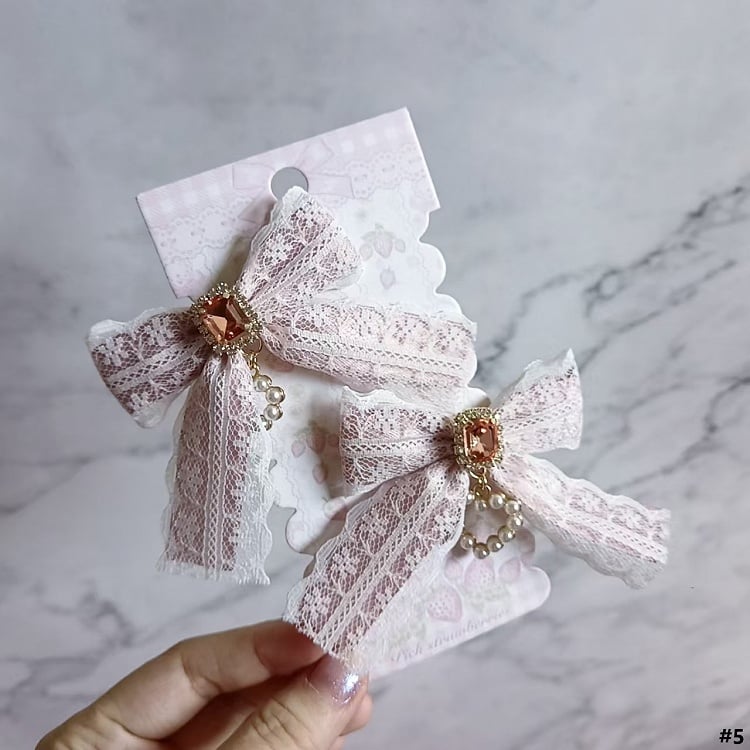 Lace 5 Color Options Heart Hairclip Bowknot Jirai Kei Charm
