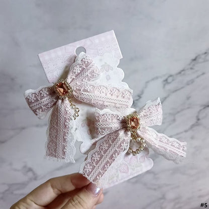 Lace 5 Color Options Heart Hairclip Bowknot Jirai Kei Charm