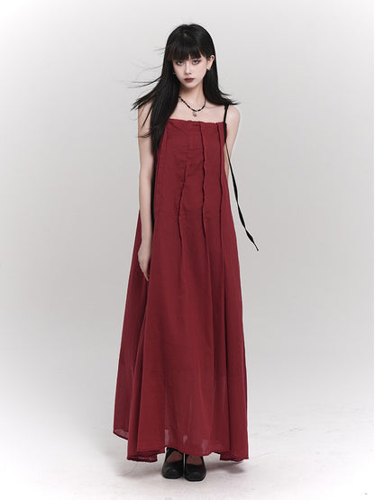 Rot/Schwarzes, knöchellanges, lockeres Unterkleid