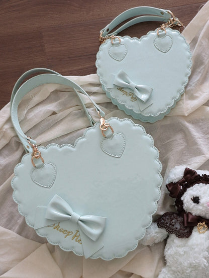 Crossbody/Hand Design Bag - Bow Mint Accent Small/Large Sweet Lolita Heart Zipper Size for Cookie