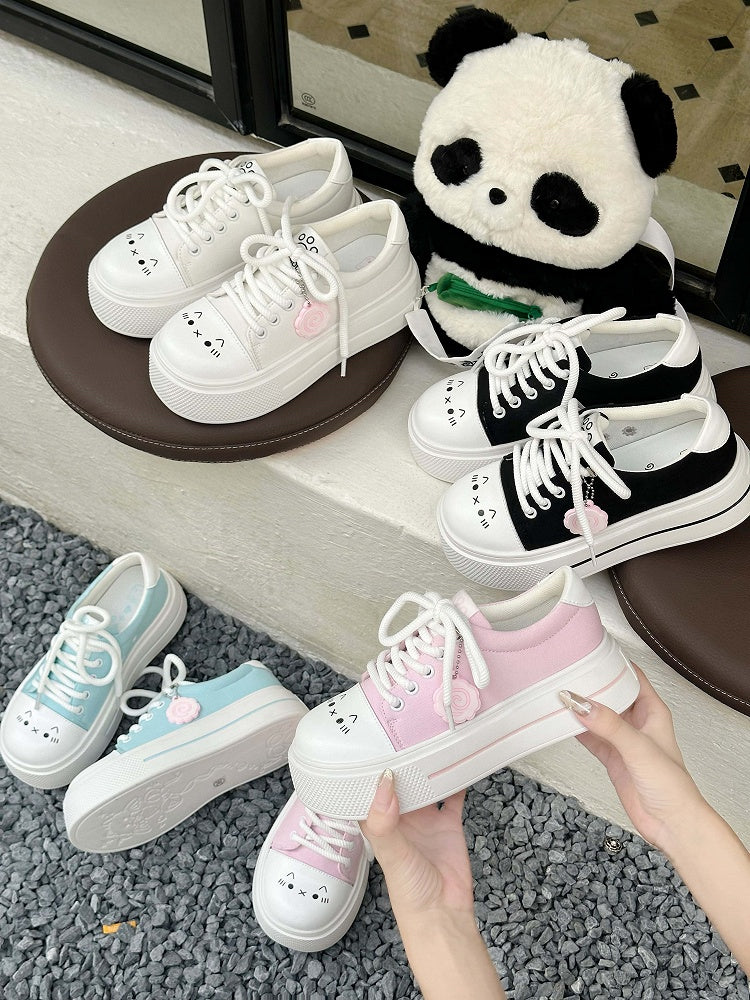 Sneakers-Removable Narutomaki ChainEmoticon Blue Lolita Sweet Platform Pattern