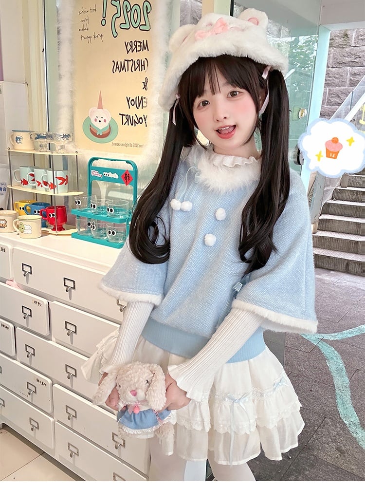 ホワイトの蝶結びディテールのティアードスカート