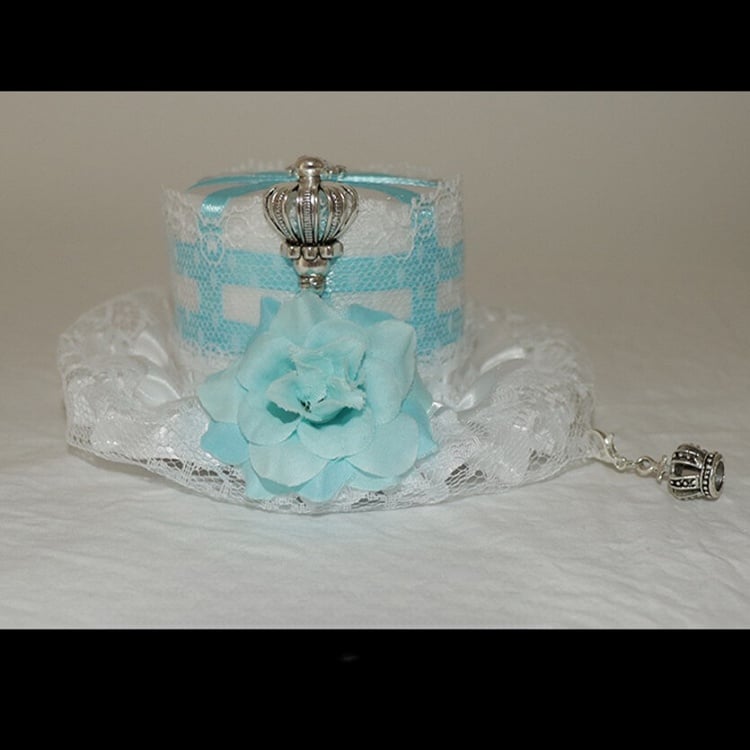 ブルー/ホワイトフローラルクラウンミニとデザイン装飾帽子ラインストーン