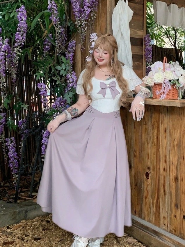 Sweet Purple Long Dress with Bowknot and Heart Accents - Hard Candy