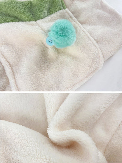 ベンティ風ベージュプラッシュロングフード付きパジャマ