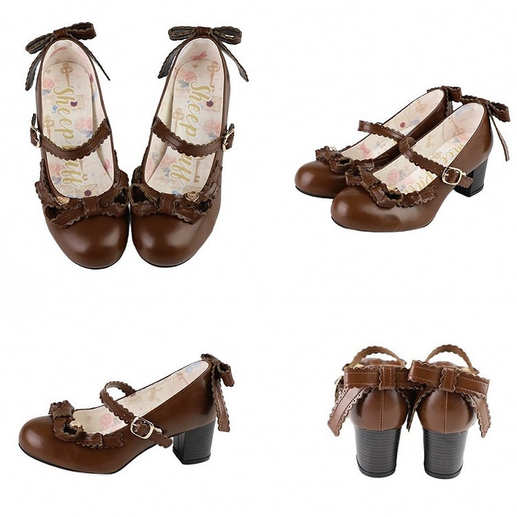 メアリー・ボウで飾られたハートブラウンのトップジェーン