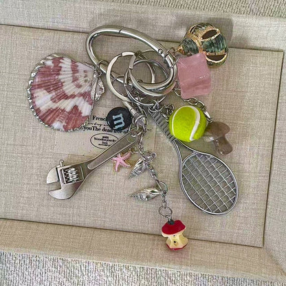 Y2K Multi-Element Tennis Shell Charm Keychain