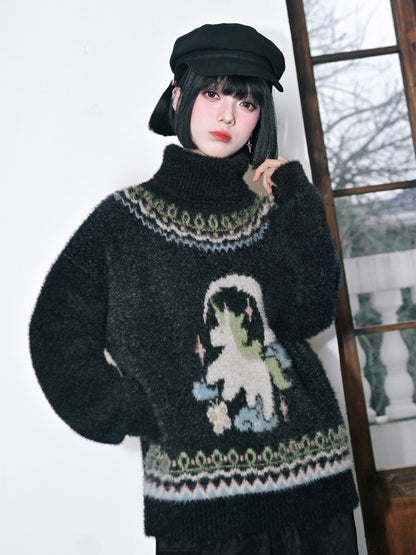 Isle Unicorn Dark Jacquard with Sweater Gray Fair High-neck