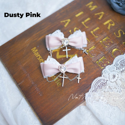 5ハートラインストーンレーストリムジライケイボウヘアクリップチェーンカラークロス