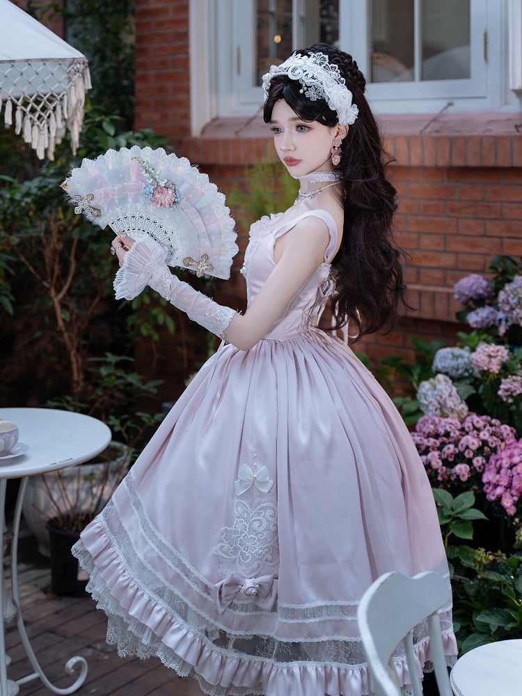 Rosette Light Pink Elegant Wedding Dress Hanayome Lolita JSK Full Set