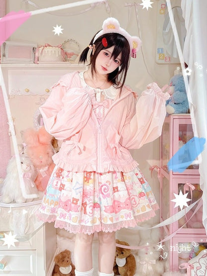 Kawaii Pink Sun Protection Hoodie with Cute Star Accent - NANACO