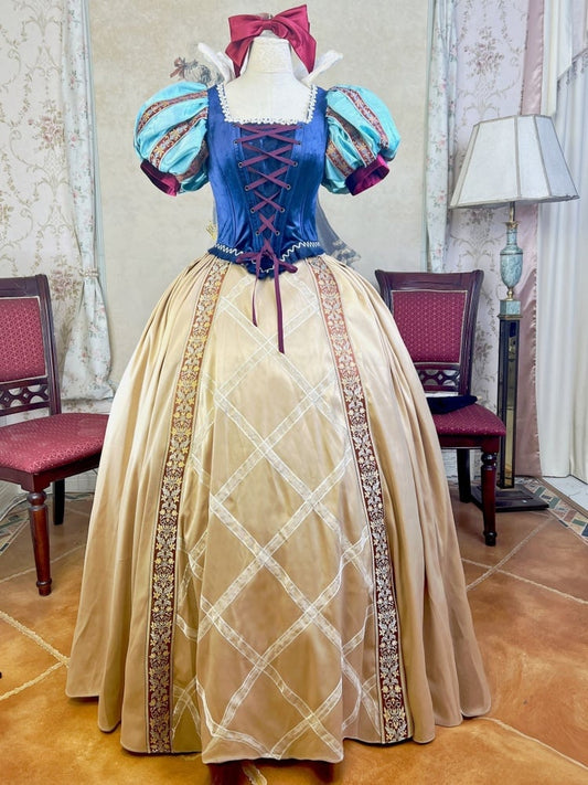 ブルーボーンコルセット ゴールドスカート レースカラーセット