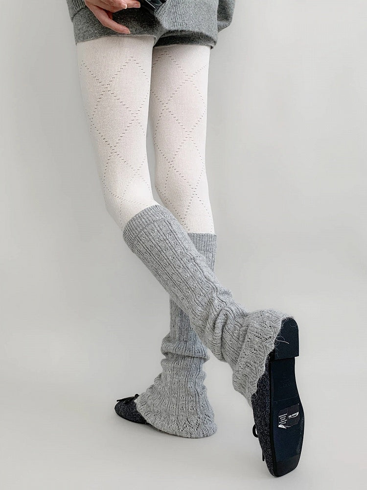 Colors） Knit Ribbed Slouchy Warmers （6 Leg Stirrup