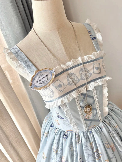 Stickerei Blaue Brosche