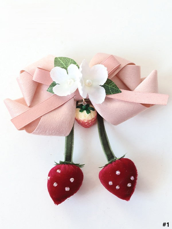Strawberry 6 Hairclip Options Sweet Bowknot Lolita