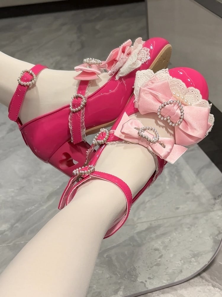 Herz bei Mary Janes Barbie Cut-out Pink Top Schleife Heels