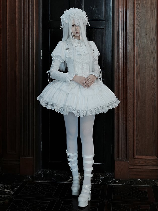Shirt Collar White Dress OP Sleeves Gothic Set Lolita Juliette Short