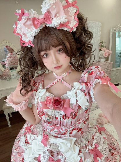 Lace Beaded Pink KC Decorated Bowknot Trim