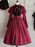 Juliette Red Dress Sleeves Pattern Spider Lace Trim and Black with Gothic Lolita Web