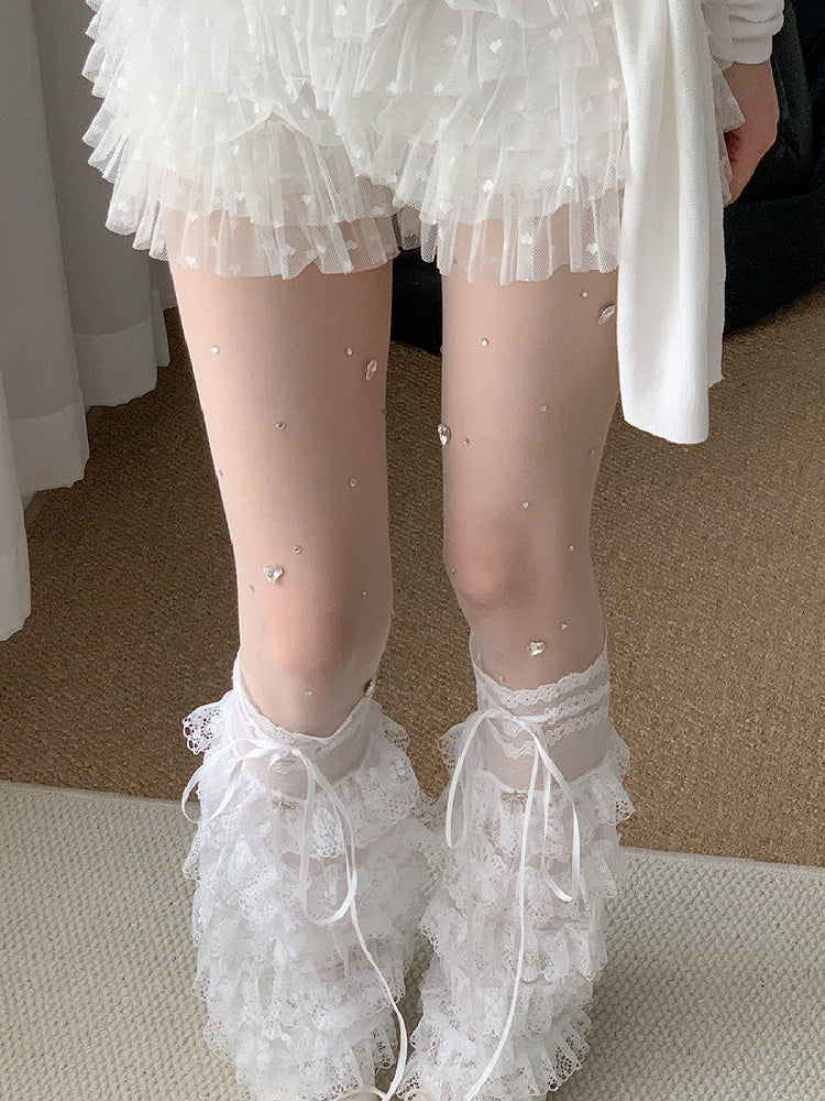 Strumpfhose Weiß Verzierter Strass