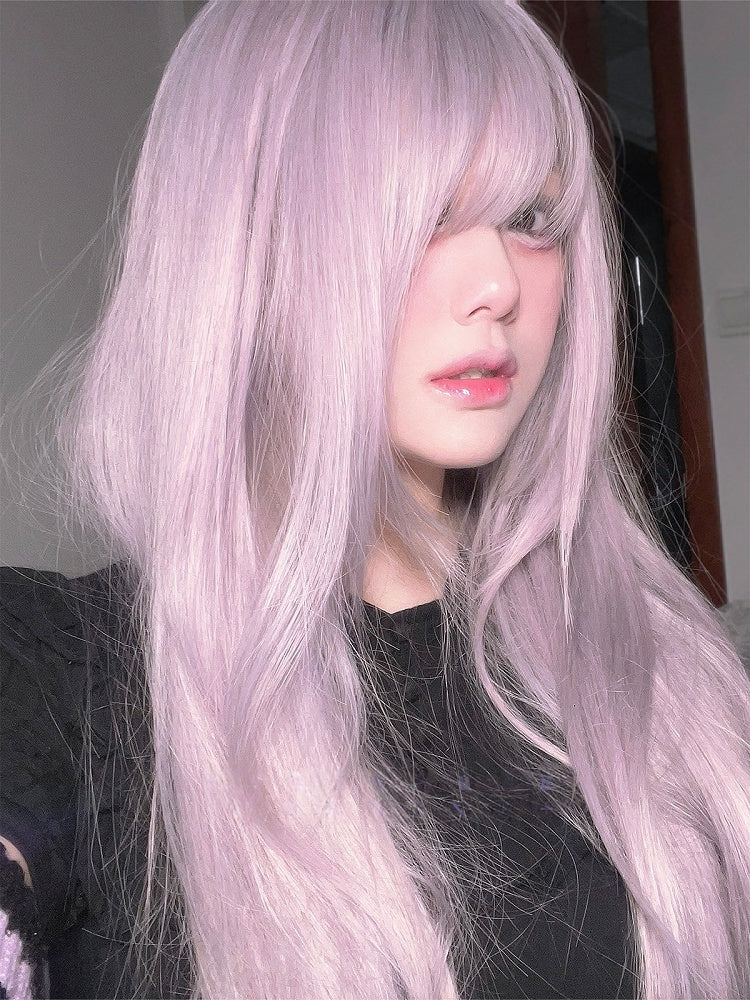 Wig Air Purple with Light Bangs Straight 65CM