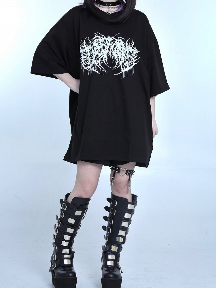 Jirai Top Oversized Round Neck Kei Black