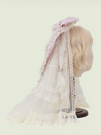 Elegant Lolita Veil with Bow in Four Colors - Mademoiselle Pearl