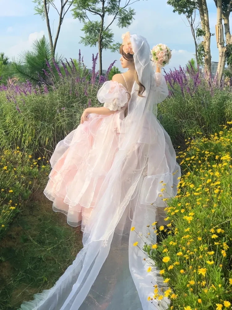 Kleid Hanayome Taillengrößen Hime Pink Wunderschönes Baskenkleid mit Schnürung erhältlich Plus
