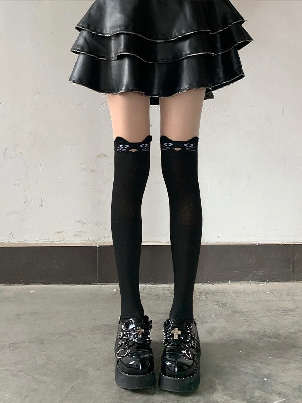 Light Gray/Black Stockings Gray/Dark Cute Pattern