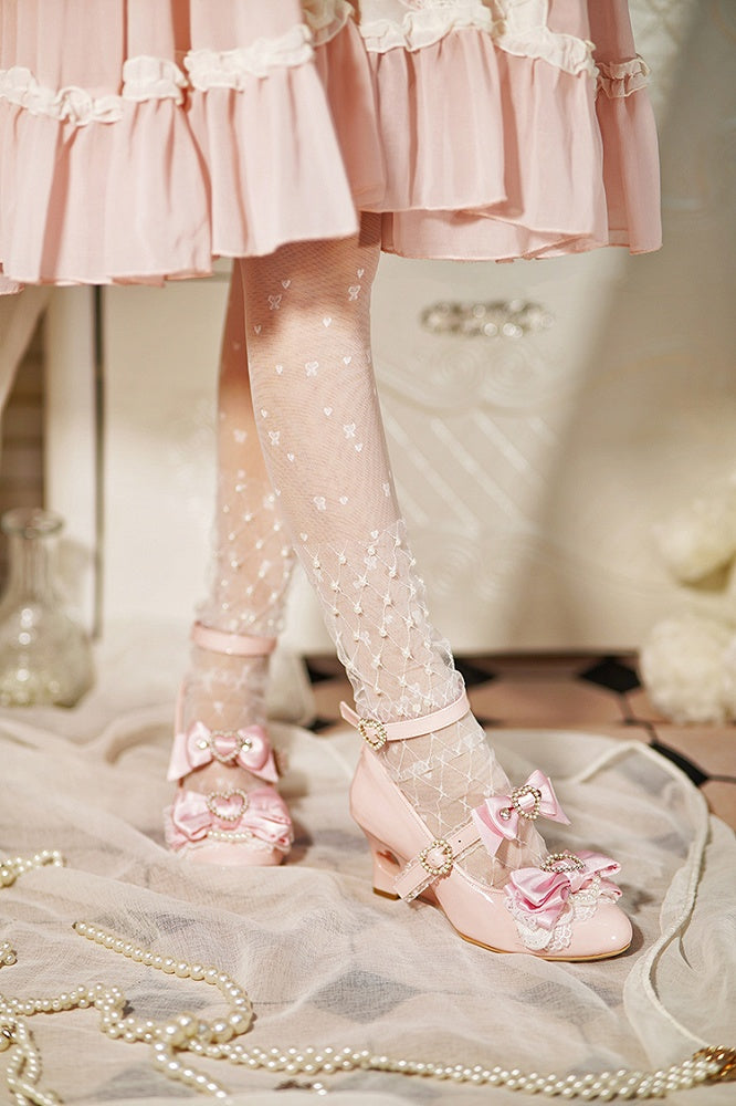 Pink Mary Cut-out Jirai Kei Light Gyaru Fashion Heels Janes Schuhe Herz Keil