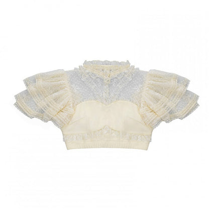Sheer Beige Lace Butterfly Blouse - With PUJI