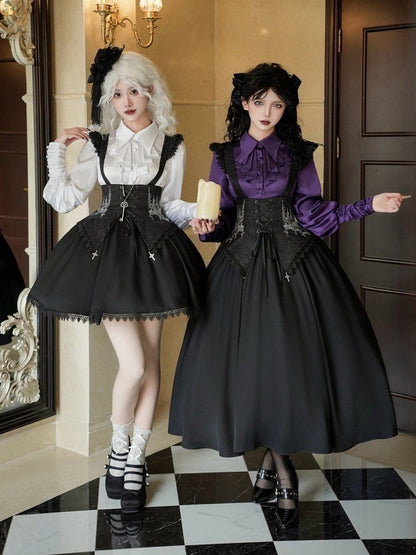 Black Detachable Short with Wast Lolita Bust Straps Gothic Version Skirt High Boned Under