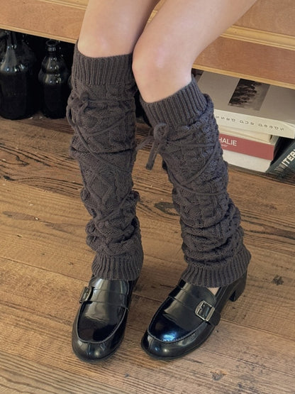 White Y2K Knitted Leg Warmers