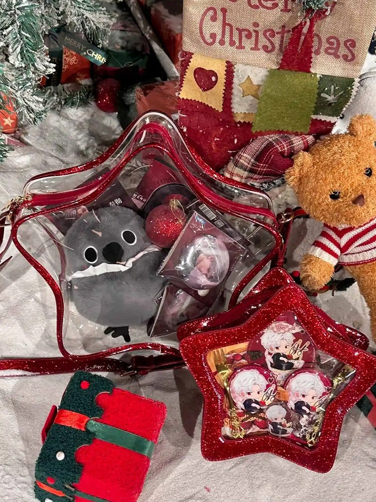 Star-shaped Ita Bag PU Red Badge Set Detachable with Charm