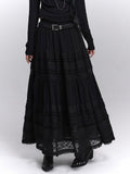 Lace Elastic Waist with Black Lining Patchwork Skirt Gothic Maxi
