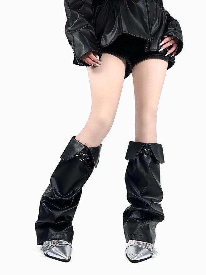 ブラック/ライトコーヒーパンクレッグウォーマー