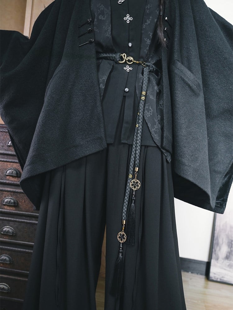 Gothic Tassels Clasp 3D Cheongsam with Metal Black Snake Belt