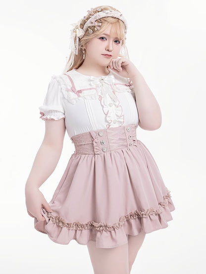 Skirt Waist Integrated Corset High Front with Jirai Kei Pink
