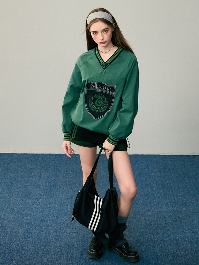Slytherin Green V Neck Sweatshirt Harry Potter KYOUKO