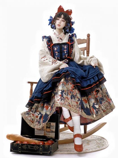 Ming-style Long Mamian Skirt with Rabbit Embroidery - Zao Jing Ji